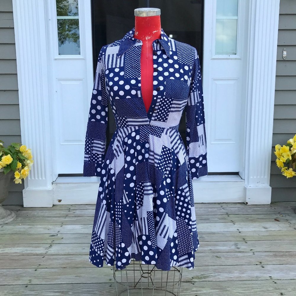 Pretty in Patchwork Full-Skirt Dress (VINTAGE)